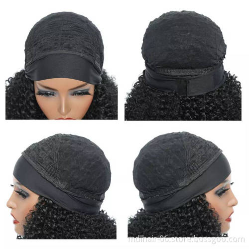 10A Free Shipping Cheap Human Hair Raw Mink Kinky Curly Headband Wig Human Hair Brazilian Hair Wigs